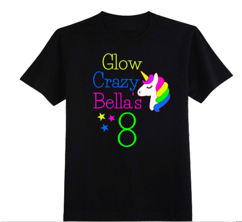 Glow Crazy Unicorn Birthday Shirt Glow Party Shirt | Etsy