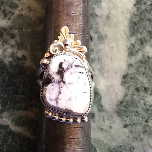 RING White Buffalo Turquoise Fancy size  9