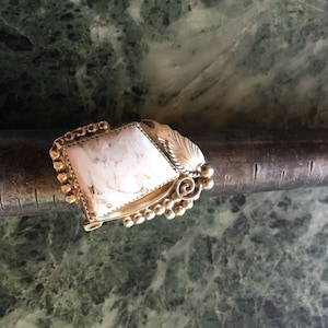 RING White Buffalo Turquoise Fancy size 9