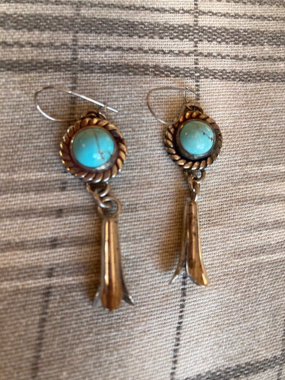 Earrings Squash Blossom Sterling Turquoise Etsy