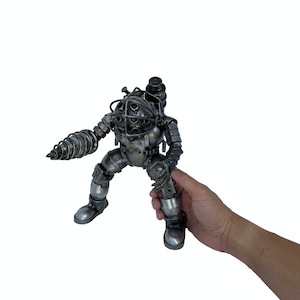 Big Daddy Inspired Sculpture. 9 inches tall. 100% handmade. All recycled parts. The perfect gift for Sci-fi video game fan image 1