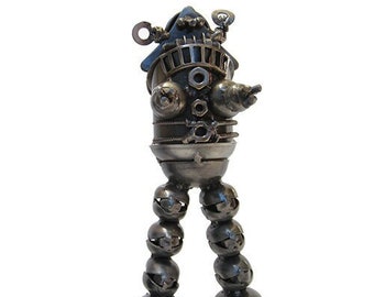 Rubbe Robot Metal Sculpture.
