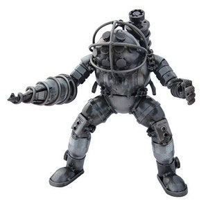 Big Daddy Inspired Sculpture. 9 inches tall. 100% handmade. All recycled parts. The perfect gift for Sci-fi video game fan image 2