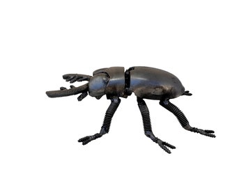 Stag Beetle Metal Sculpture, 100% Handmade from recycle metal, 1.5'' Tall, Great Gift for him / her.