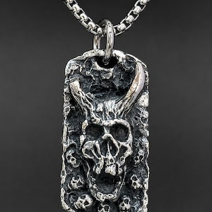 Mens Skull Dog Tag Necklace - Etsy