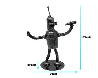 Bender Inspired sculpture. 8 inches high, 100% handmade. All recycled parts. Best gift for people who love an animated science fiction!