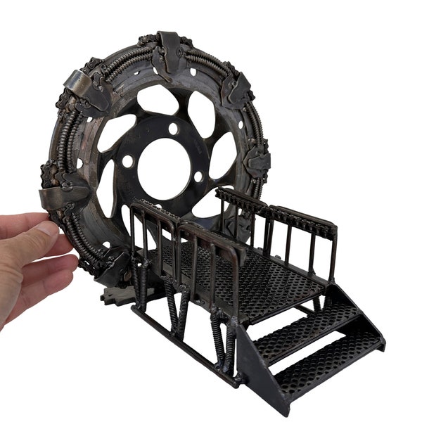 Stargate Inspired Sculpture. 9 inches tall. 100% Handmade. All recycled parts. Best gift for people who love Scifi movies!