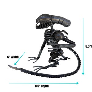 Crouching Xenomorph Inspired Sculpture. 6 inches tall. 100% Handmade. All recycled parts. Best gift for people who love Alien movies!