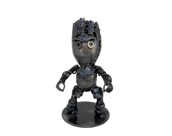 Baby Groot Inspired Sculpture.  5.5 inches high.  100% Handmade out of recycled metal.  A Gift for Valentines, and People Who likes Sci-Fi.