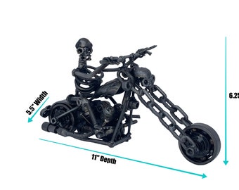 Ghost Rider Inspired Recycled Metal Sculpture . 6 inches tall. 100% Handmade. The best handcrafted motorcycle gift for Sci-fi fans