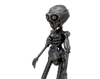 Metal Grey Alien.  100% Handmade from Recycled Metal.  A Perfect Gift for Who Loves Roswell Story.