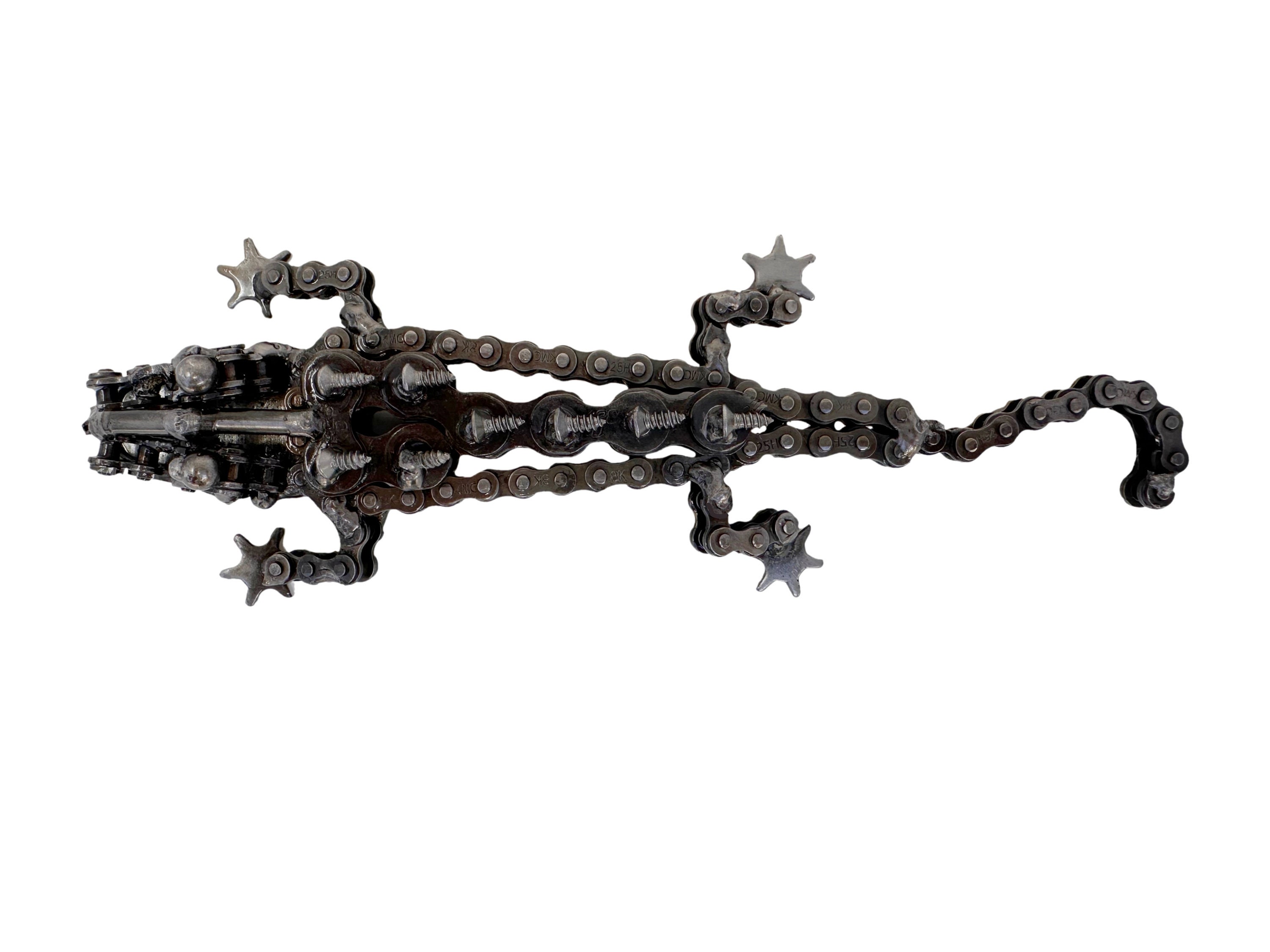 Alligator Sculpture, 100% Handmade from Recycle Metal, 1'' Tall, Good Gift for Him / Her.