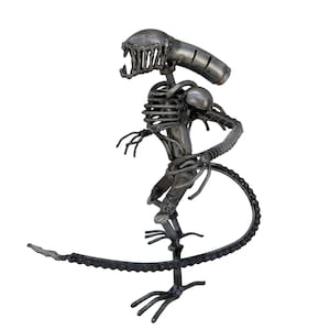 Xenomorph Inspired Sculpture. 8 inches tall. 100% Handmade. All recycled parts. Best gift for people who love Alien movies!