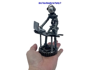 DJ Sculpture. 6 inches high. 100% handmade. All recycled parts. Best design for people who loves DJs