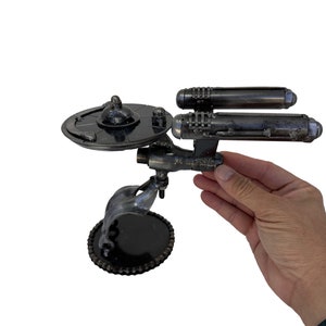 Startrek Inspired Sculpture. 6.5 inches high. 100% Handmade. Made out of scrap metal. The perfect and unusual gift for Sci-fi fan
