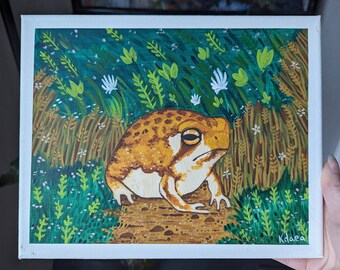 Toad in the Garden // 8"x10" Original Acrylic Painting