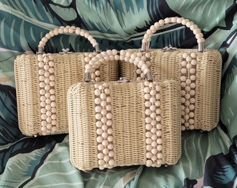 Flawed Golden Girls Purse Vintage Style Sophia Petrillo Bag Beaded Rattan Wicker