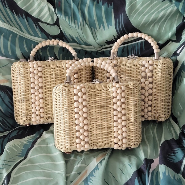 Flawed Golden Girls Purse Vintage Style Sophia Petrillo Bag Beaded Rattan Wicker