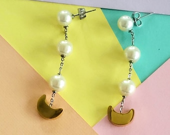 Sailor Cosplay Moon Earrings Pearls Gold Custom Doll prop Anime