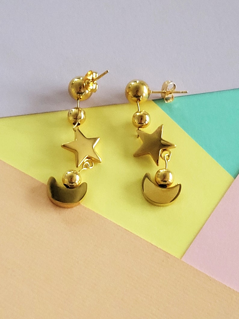 Sailor Cosplay Moon PGSM Gold Colored Earrings Custom Doll Prop Anime image 2