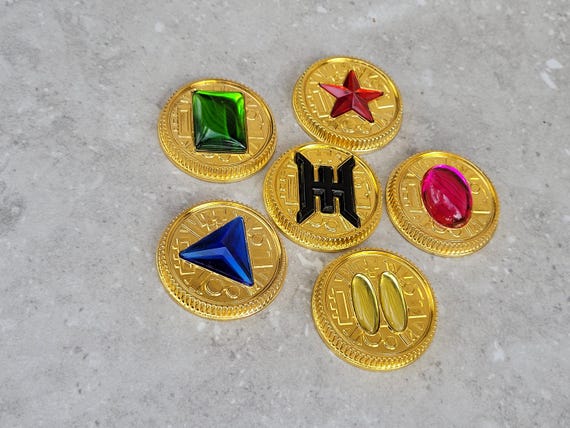 Six Zeo Crystal Ranger Coin Set of 6 Gold for Bandai Power Legacy