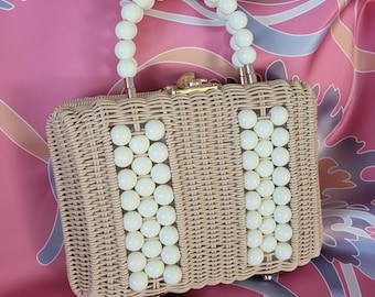 Golden Girls Purse Vintage Style Sophia Petrillo Bag Beaded Rattan Wicker