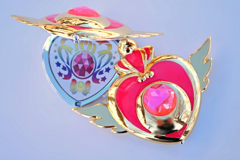 Sailor Moon Super S Crises Heart Compact Mirror Brooch Locket Cosplay Prop image 1