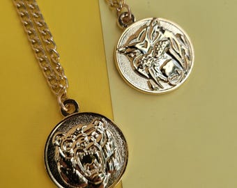 Collar de moneda de poder amarilla de doble cara, dorado, Legacy Ranger, diente de sable, tigre, oso, accesorio para cosplay