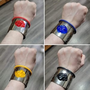 Flawed Dino Cuff Thunder Brace Set of 4 Cosplay Complete with Gems and Bands