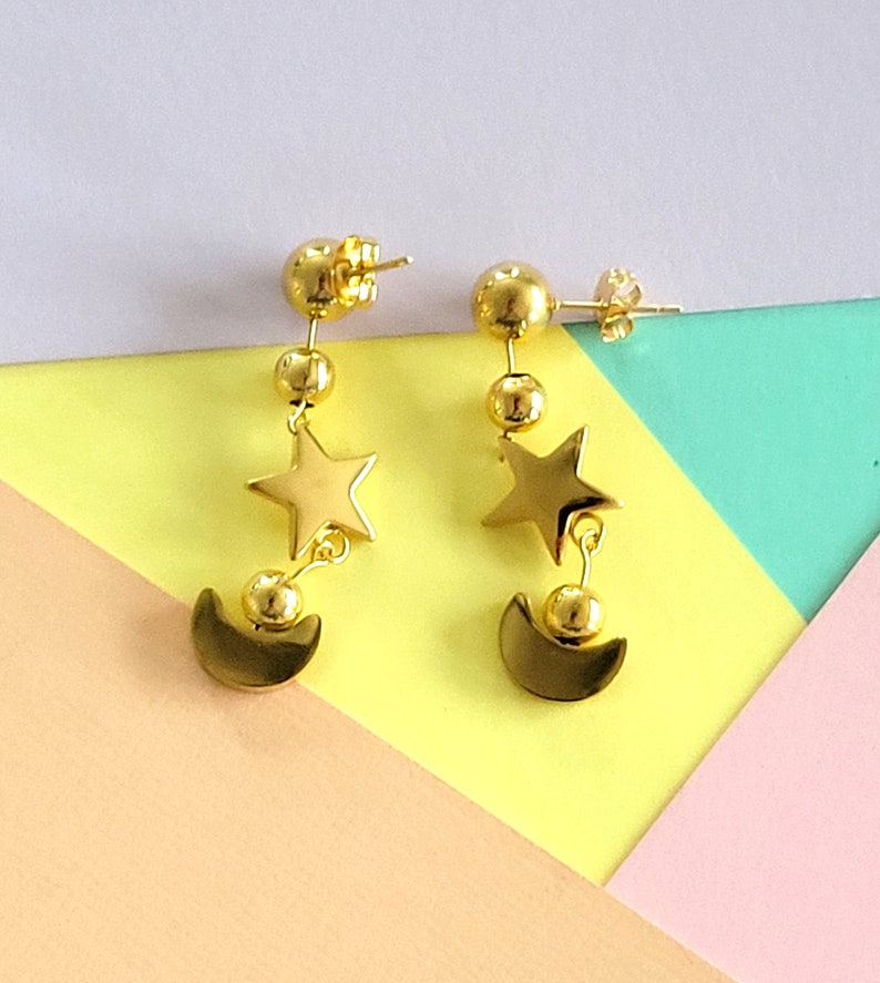 Sailor Cosplay Moon PGSM Gold Colored Earrings Custom Doll Prop Anime image 1