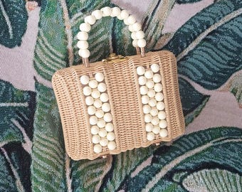Bolso de estilo vintage de Las Chicas de Oro, bolso Sophia Petrillo de mimbre de ratán con cuentas