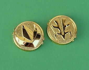 Moneda de poder de dinosaurio del conjunto Dragon Tiger 91-93 defectuosa, dorada, hecha para el Morpher original