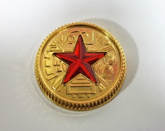 Red Crystal Star Gold Gem Power Coin Made for Legacy Master Morpher Cosplay Prop