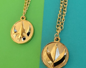 Collar de moneda de poder verde de doble cara, dorado, Legacy Ranger Morpher Dragon Drakkon, accesorio de cosplay