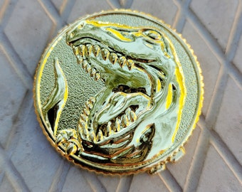 91/93 T-rex Tyrannosaurs Power Coin-Gold Chrome (Fits 1991-93 Morpher Toy) Cosplay Prop Metal