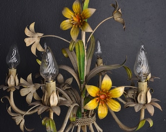 Beautiful Vintage Tole Flower Chandelier (2022078)