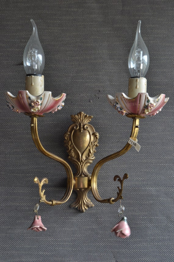 Golden tole Flower sconce (17116)