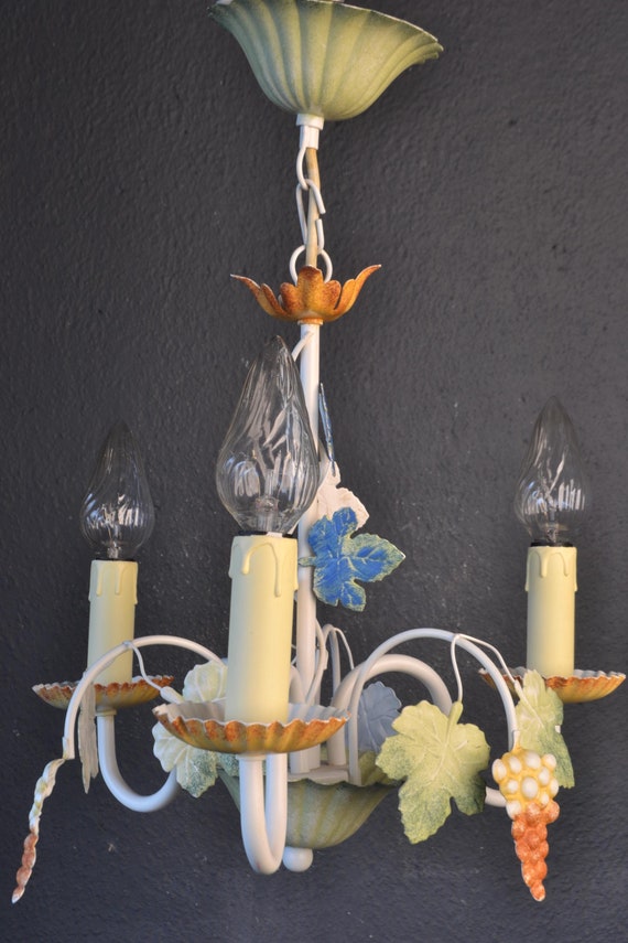 Beautiful tole flower chandelier with grapes (2022093)
