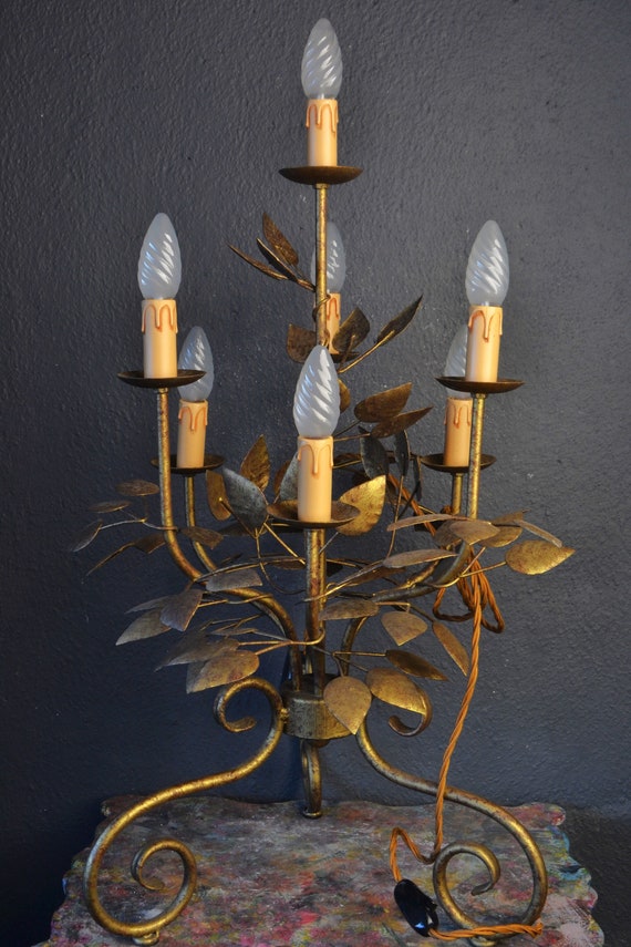 Unique Pair of Standing Tole Flower Lights (2022036)