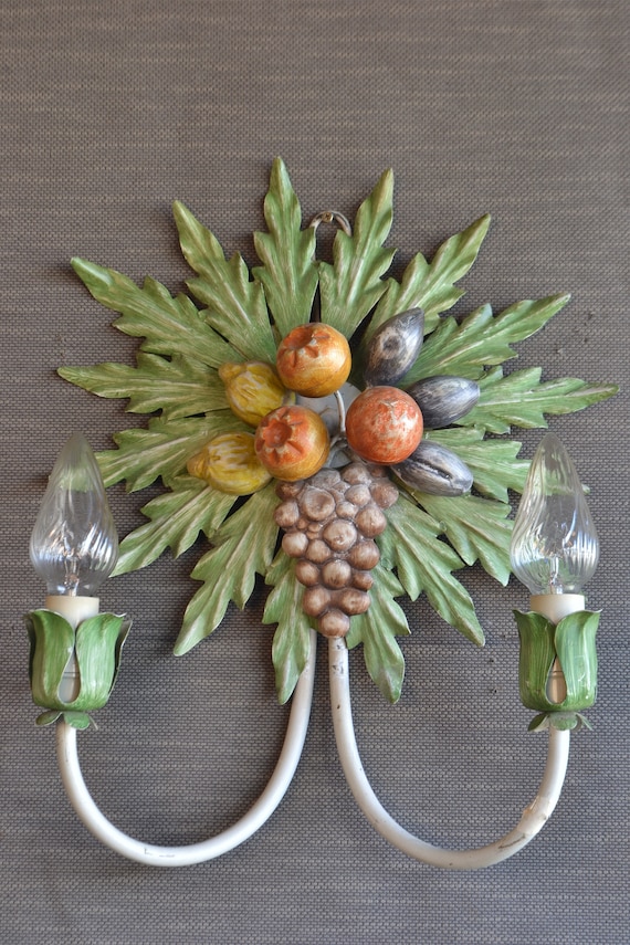 Beautiful tole Flower sconce with various fruits (2022005)