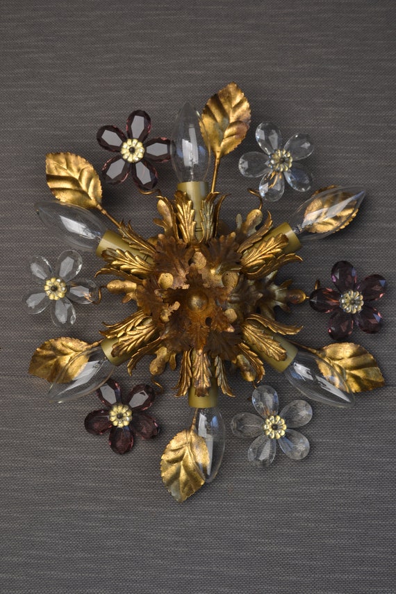 Stunning Italian Golden Tole Flower Ceiling light (2022083)