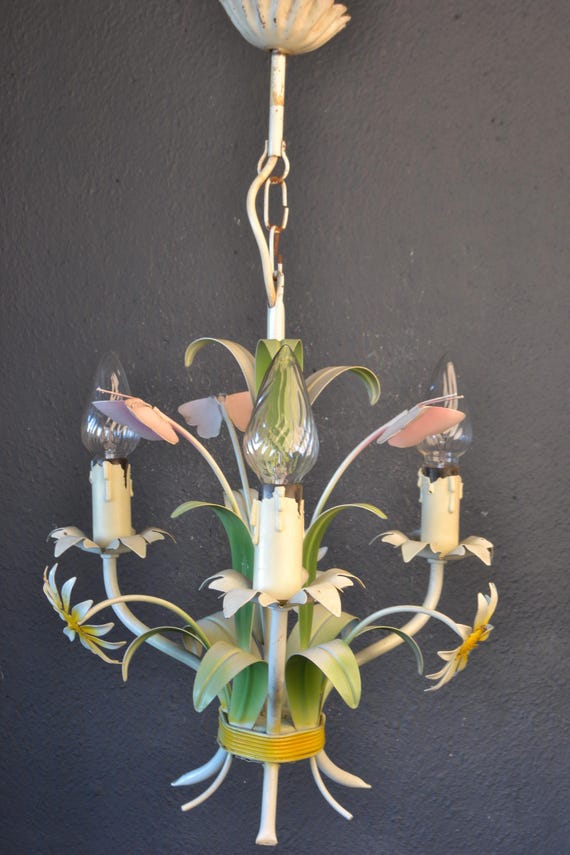 Charming Colorful Flower Chandelier with butterflies and flowers (2022119)