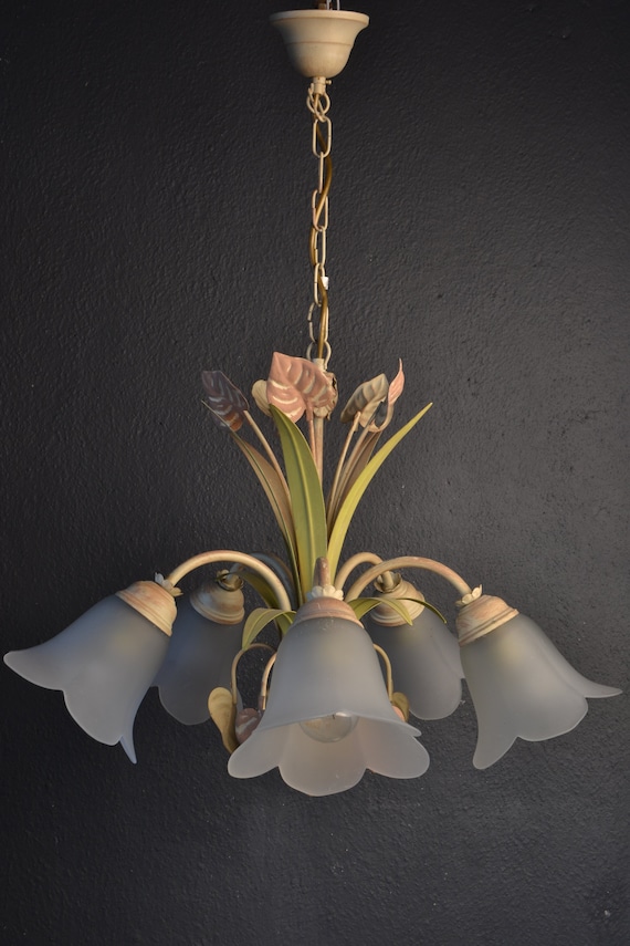 Beautiful Tole Flower Chandelier with hanging lights (2022040)