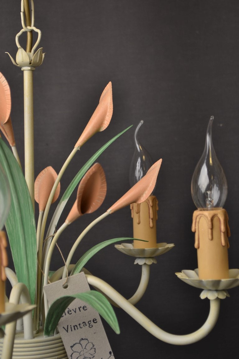 Tole flower chandelier with tulips