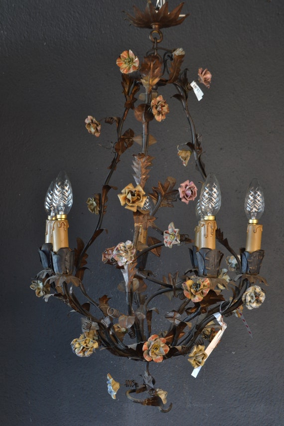 Fabulous big tole Flower Chandelier with various flowers (18085)