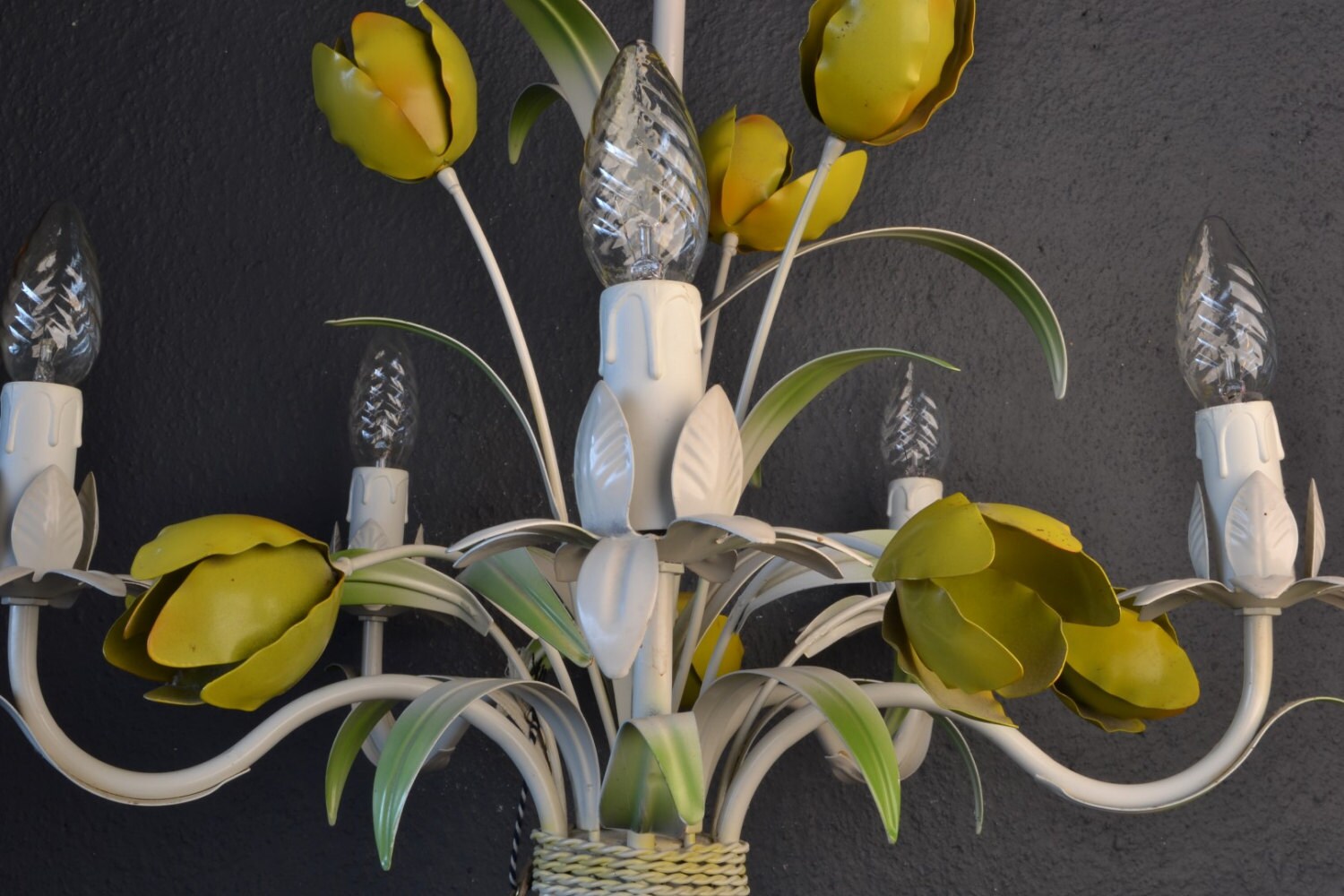 Large Tole flower chandelier with tulips