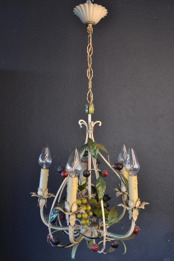 Beautiful Tole Flower Chandelier with various fruits (2022078)