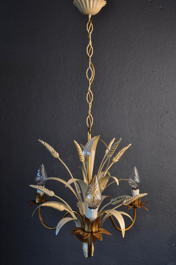 Beautiful golden tole flower chandelier (2022067)