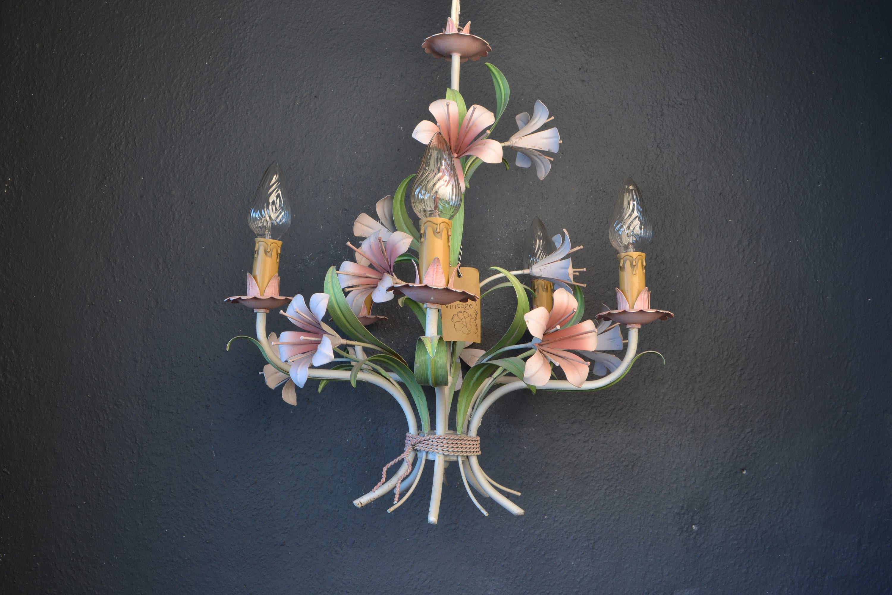 Vintage metal flower chandelier deals