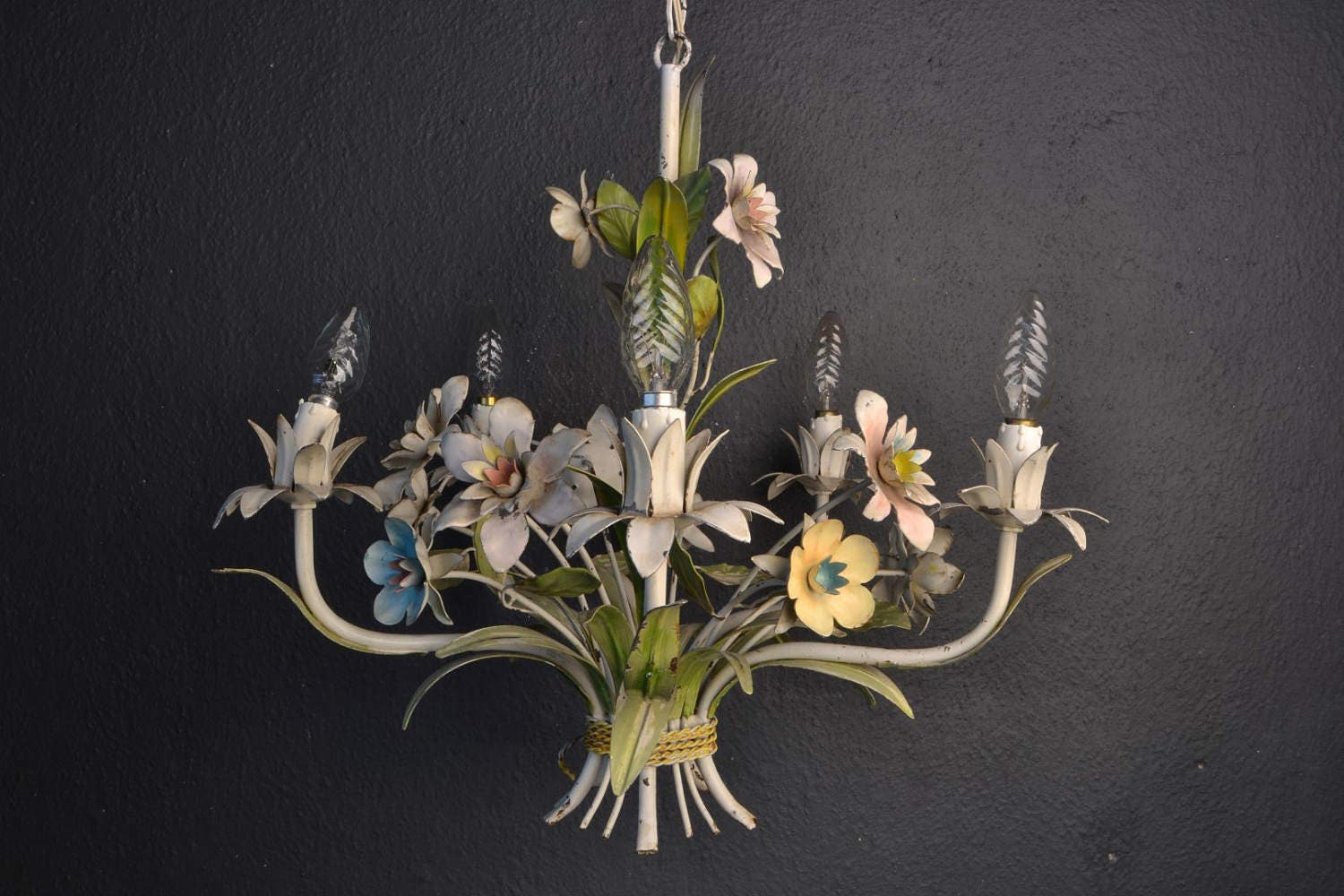 Vintage metal flower chandelier deals